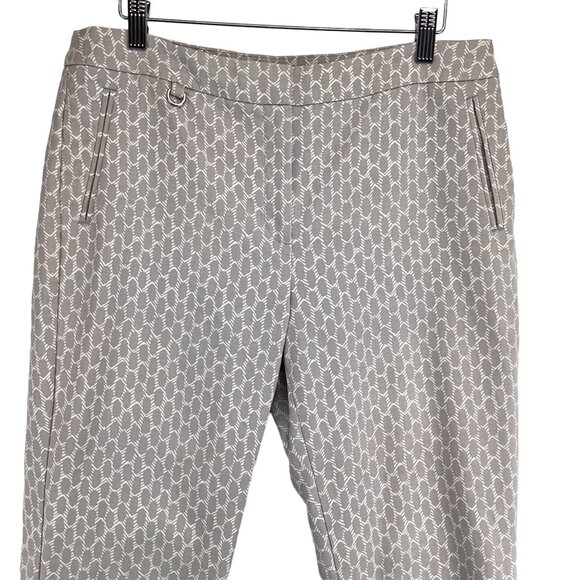 Adrianna Papell Womens Geometric Patterned Pants Size 10 Beige‎ & White Cropped - Picture 2 of 8
